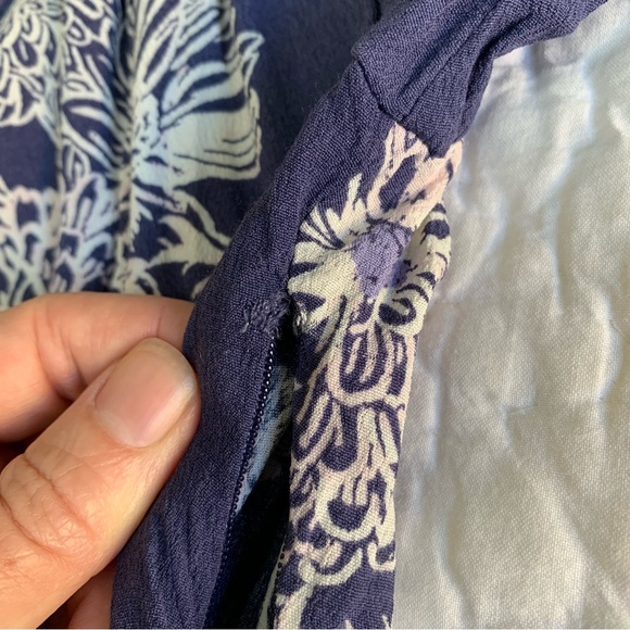 Free People Blue Hawaii Washed Blue Floral Print Short Sleeve Mini Dress - Picture 14 of 16